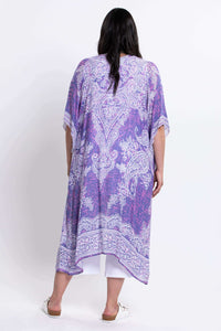Back view of The Darcy Kimono Wrap with ornate paisley pattern