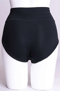 Back view of black high-waist bamboo women's panty on a mannequin