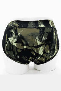 Back view of camouflage bamboo hipster brief on mannequin