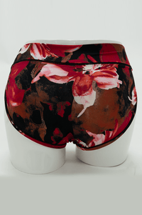 Back view of a floral bamboo hipster brief showing the full coverage design