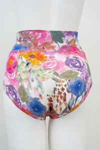 Back view of floral high-waisted bamboo brief on mannequin