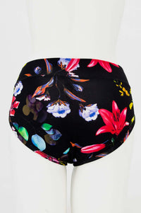 Back view of floral print hipster underwear on mannequin