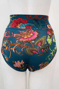 Back view of high-waist brief featuring detailed botanical design