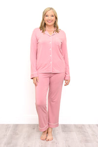 Ensemble de pyjama long en bambou, Rose poudré