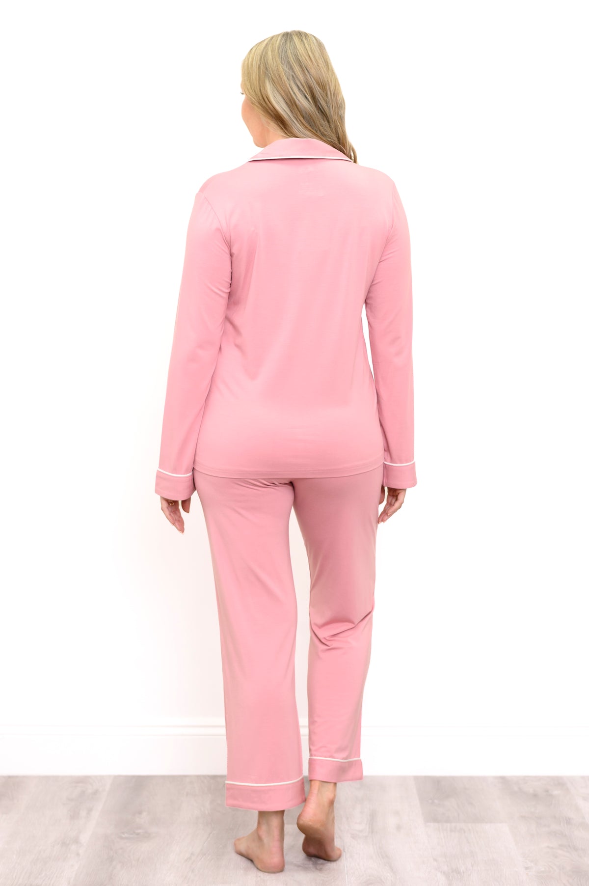 Ensemble de pyjama long en bambou, Rose poudré