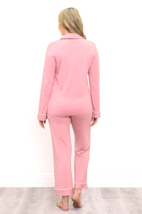 Ensemble de pyjama long en bambou, Rose poudré