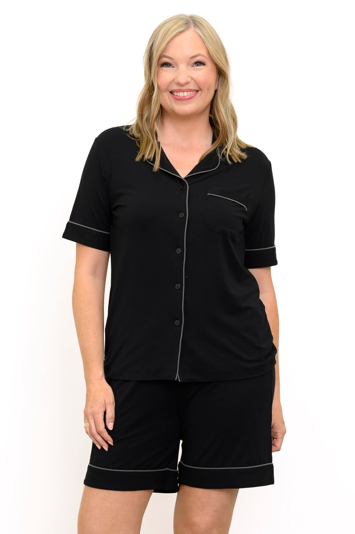 Bamboo Short PJ Set, Black