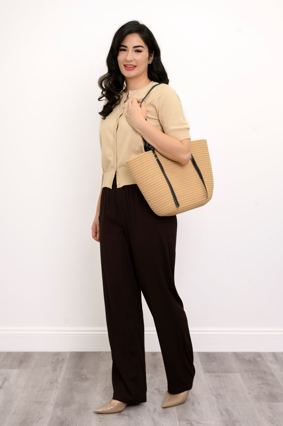 Bella Pant, Chocolate, Linen Bamboo