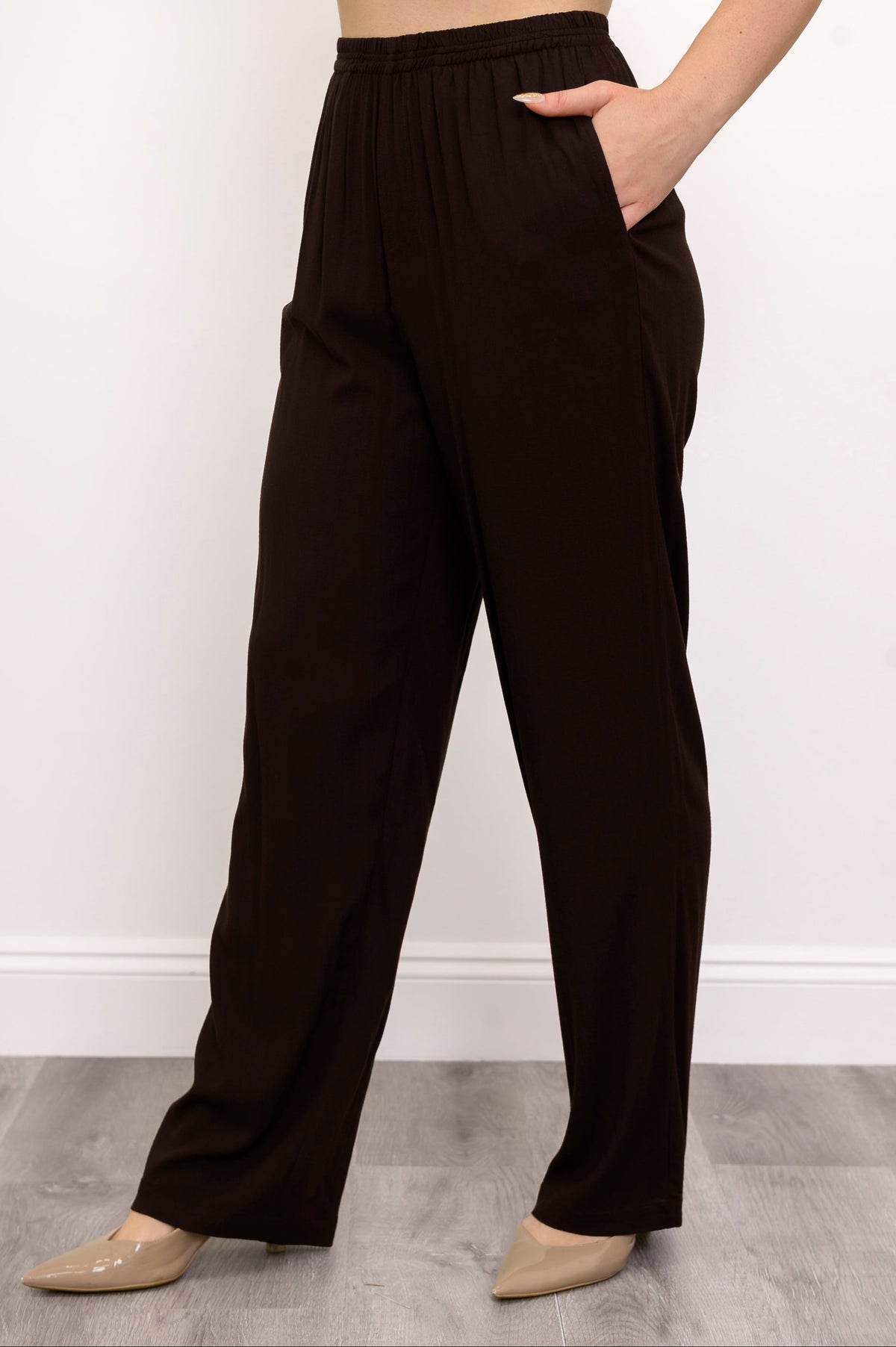Bella Pant, Chocolate, Linen Bamboo