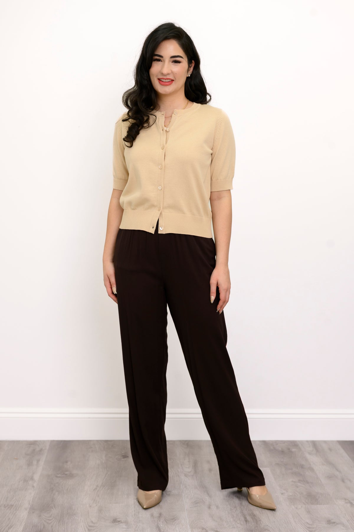 Bella Pant, Chocolate, Linen Bamboo