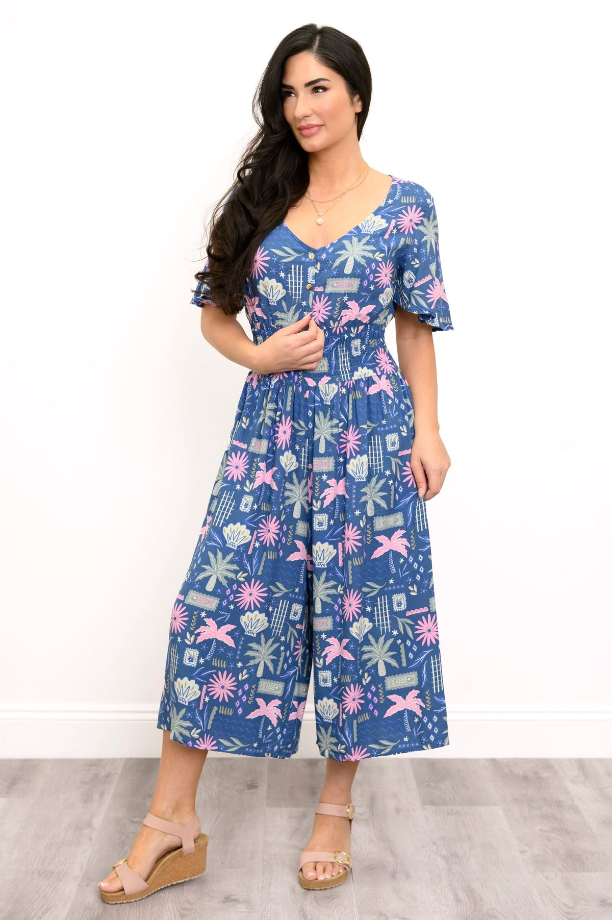 Bengal Jumpsuit, Navy Floral