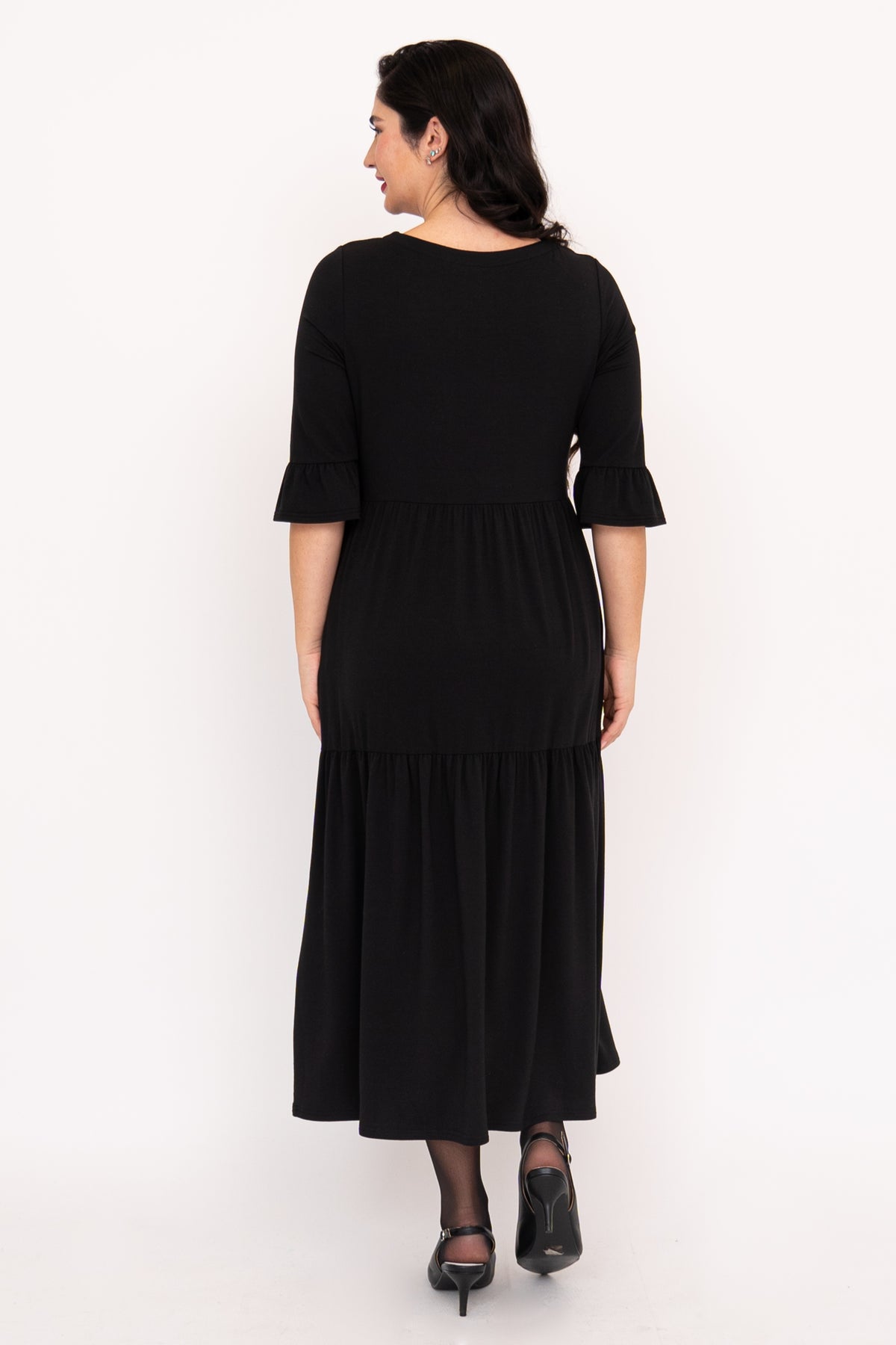Bernadette Long Dress, Black, French Terry