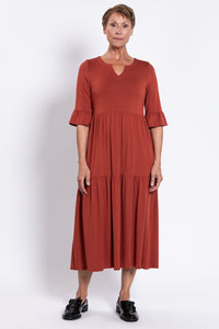 Bernadette Long Dress, Cuprum, French Terry