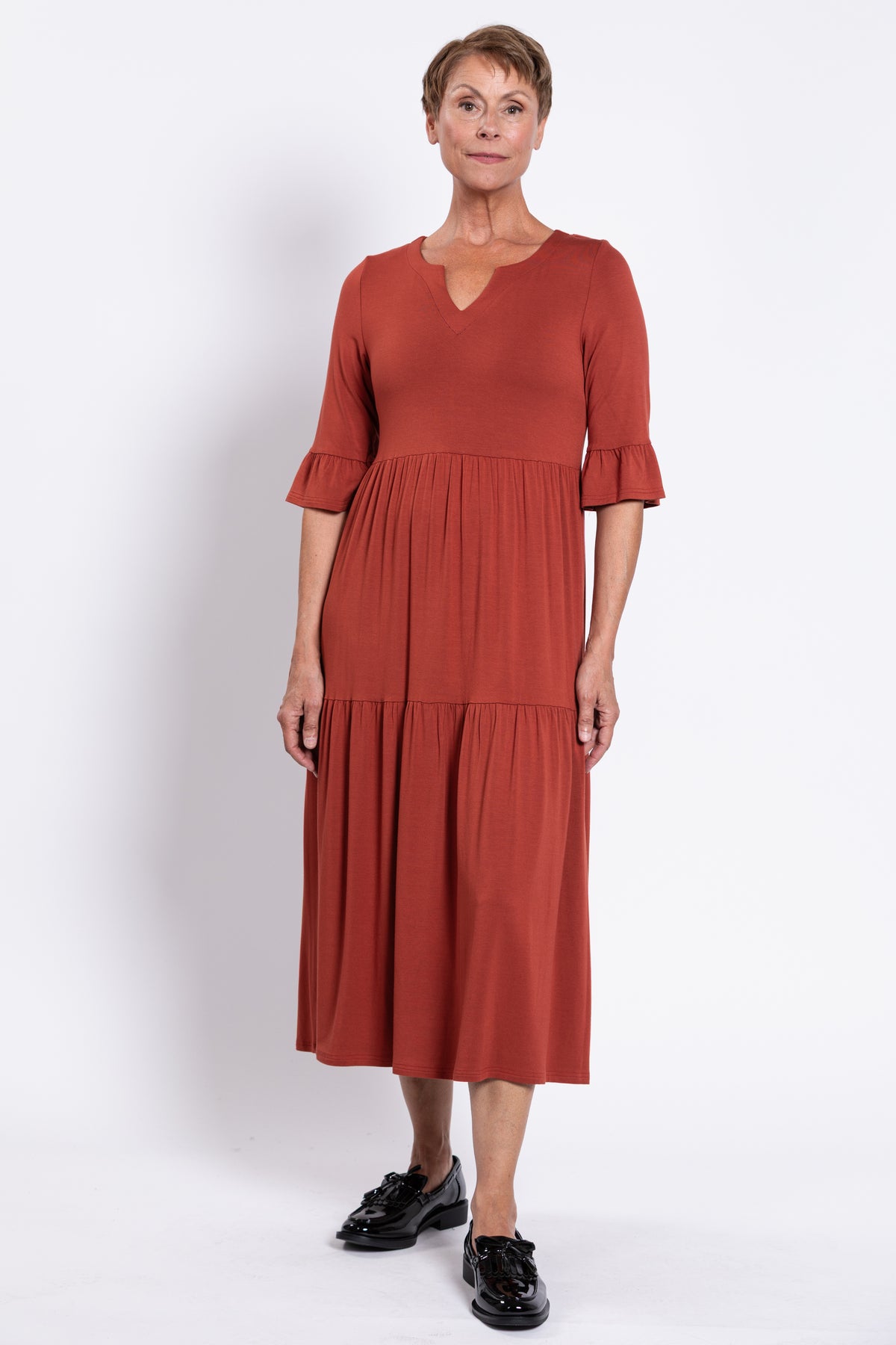 Bernadette Long Dress, Cuprum, French Terry