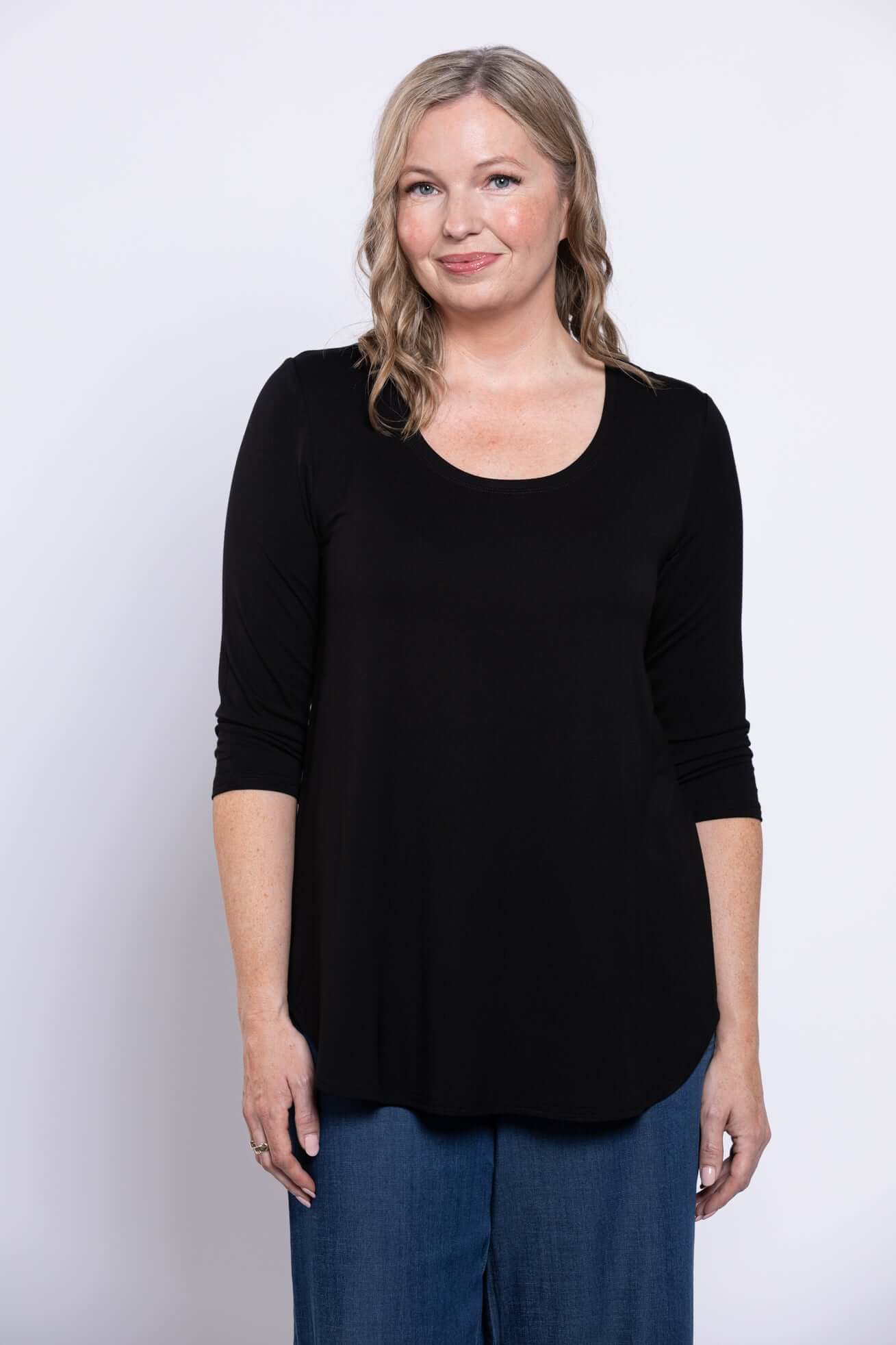 Jazz 3/4 Slv Top, Black, Bamboo – LTD CAD Retail Blue Sky Clothing Co