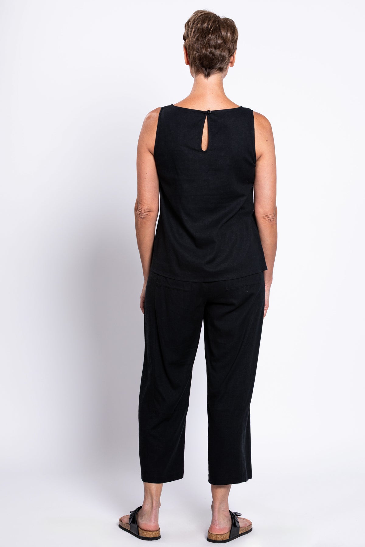 Ferris Tank, Black, Linen Viscose