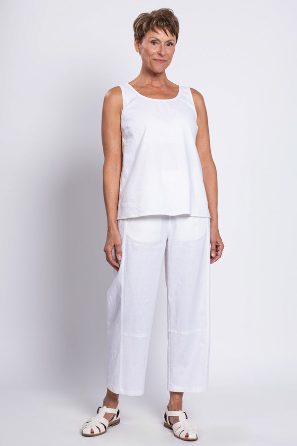 Ferris Tank, White, Linen Viscose