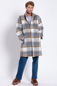 Burke Coat, Natural Check, Boiled Wool