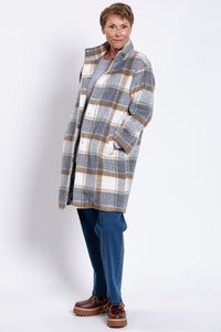 Burke Coat, Natural Check, Boiled Wool