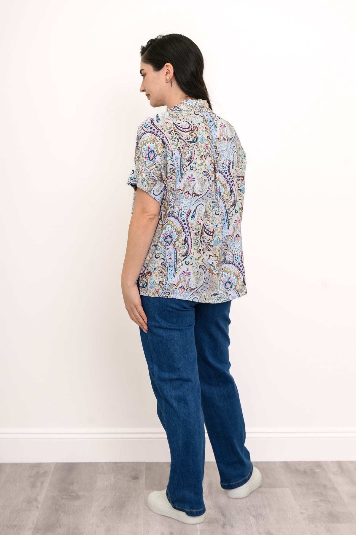 Carolina Blouse, Denim Parade, Linen Bamboo