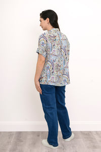 Carolina Blouse, Denim Parade, Linen Bamboo