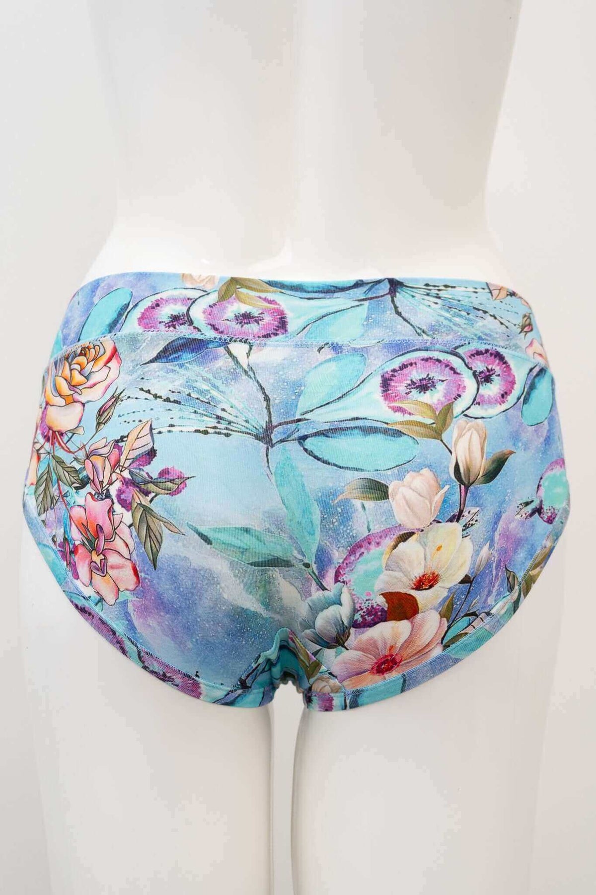 Back view of Celestial Blossom hipster underwear displaying floral pattern