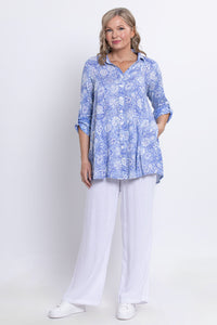 Celine Blouse, Peri Teatime, Linen Bamboo