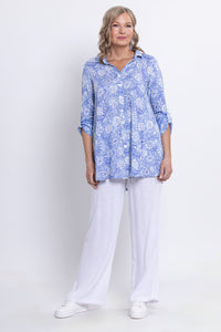 Celine Blouse, Peri Teatime, Linen Bamboo