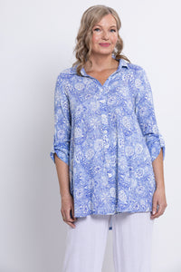 Celine Blouse, Peri Teatime, Linen Bamboo