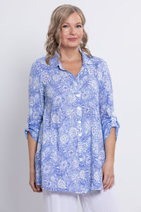 Celine Blouse, Peri Teatime, Linen Bamboo