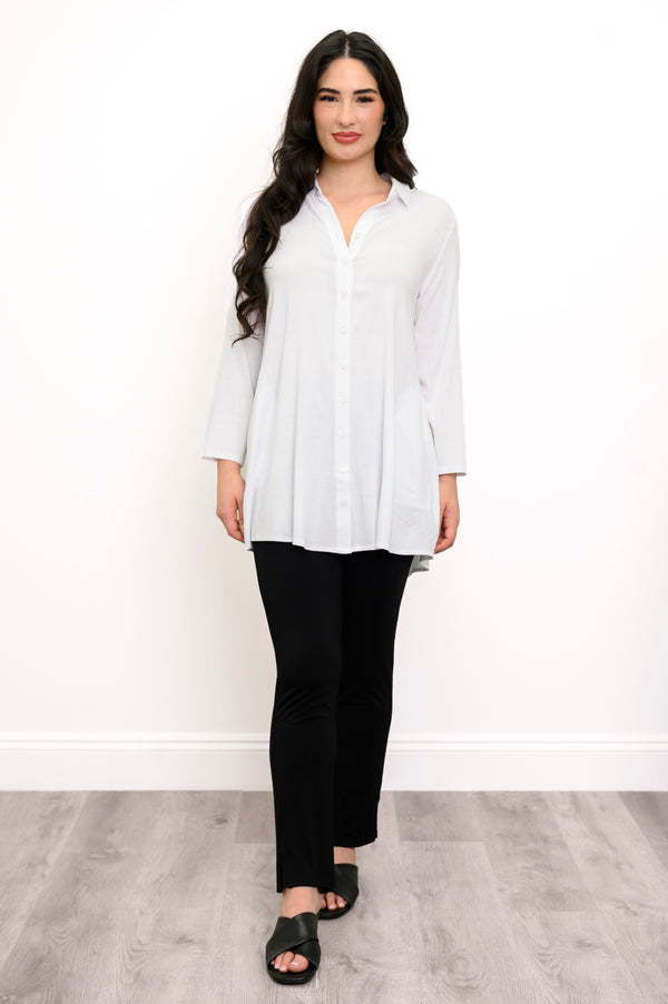Celine Blouse, White, Linen Bamboo