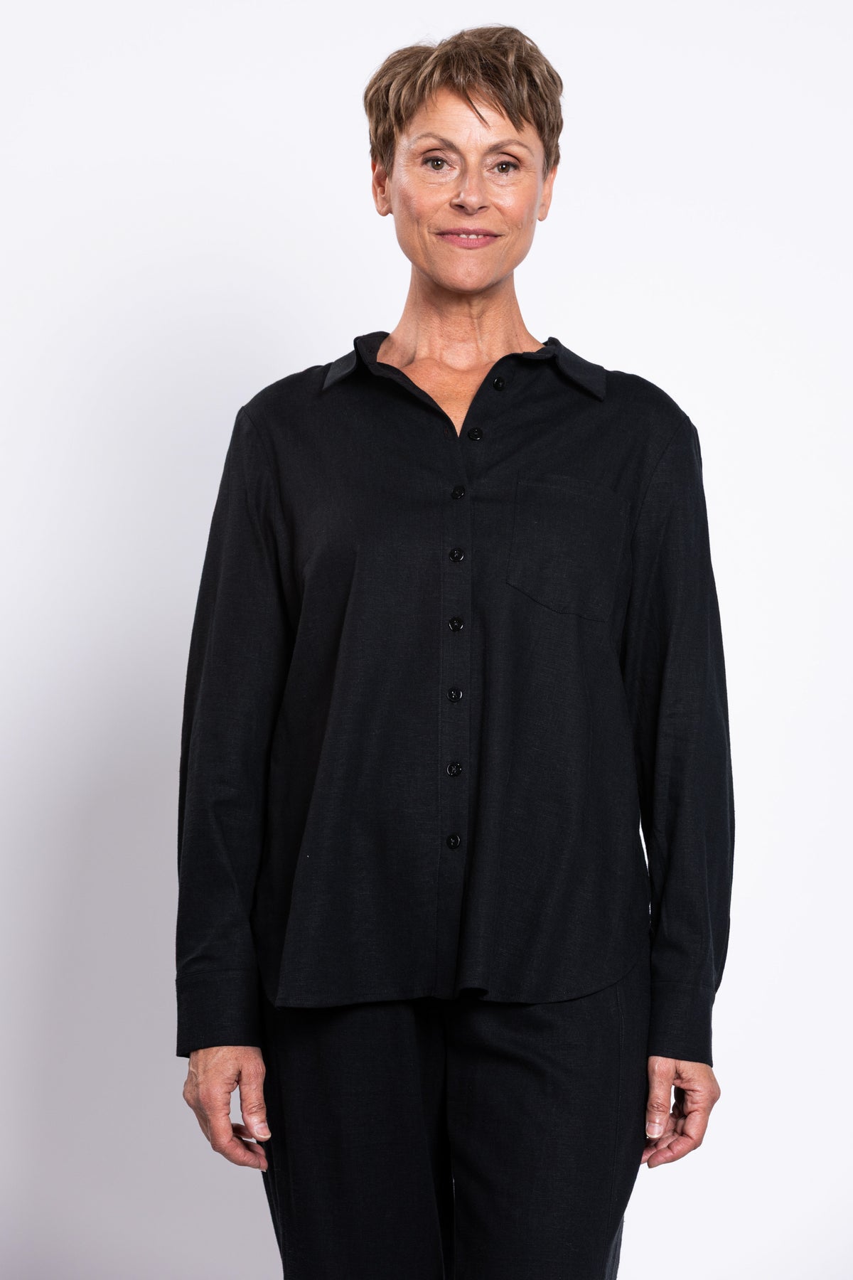 Charlie Blouse, Black, Linen Viscose