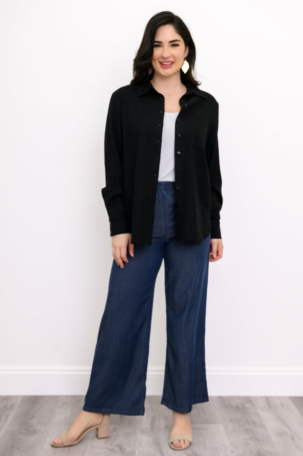 Charlie Blouse, Noir, Lin Viscose