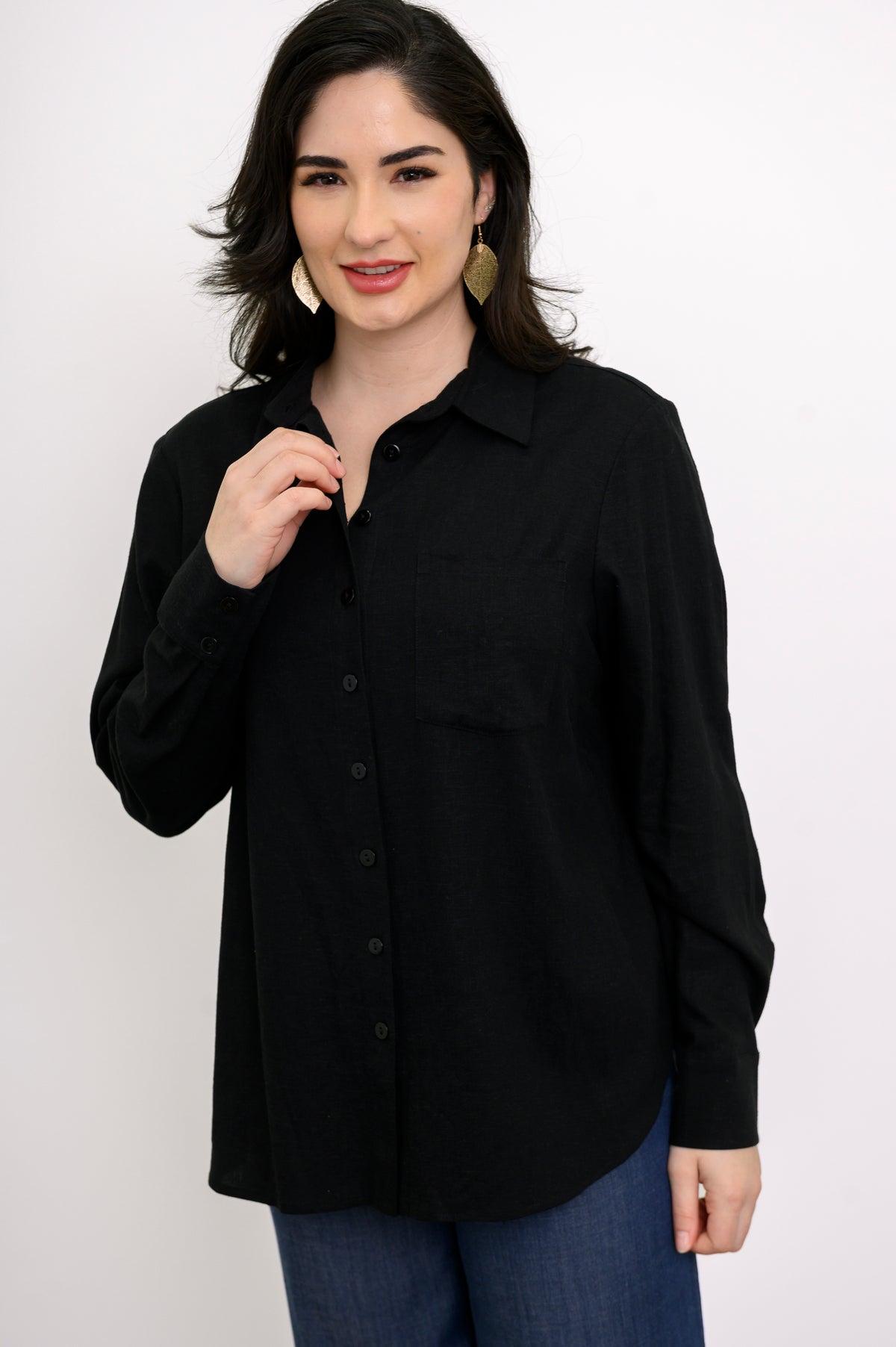 Charlie Blouse, Noir, Lin Viscose