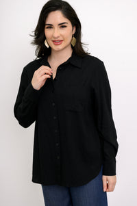 Charlie Blouse, Noir, Lin Viscose