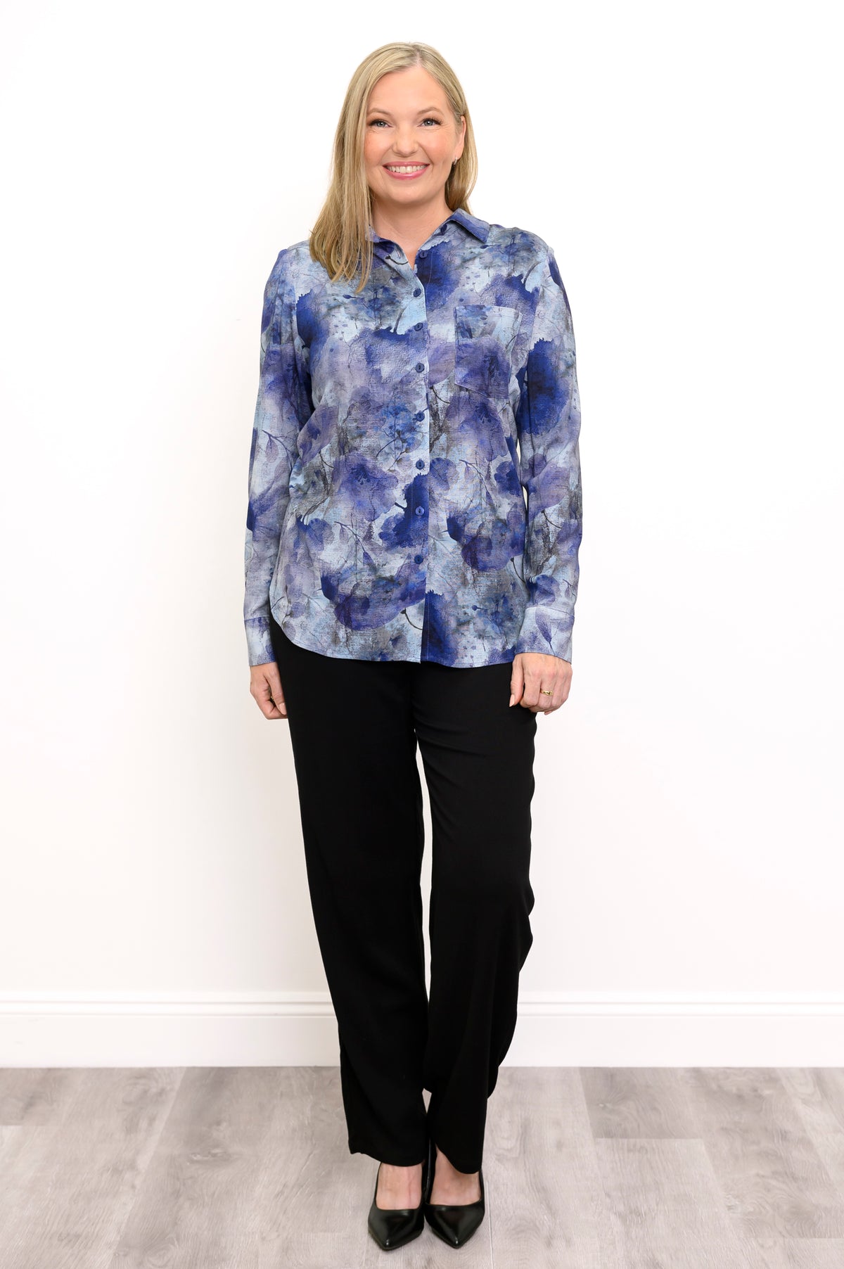 Charlie Blouse, Floral Mist, Linen Bamboo