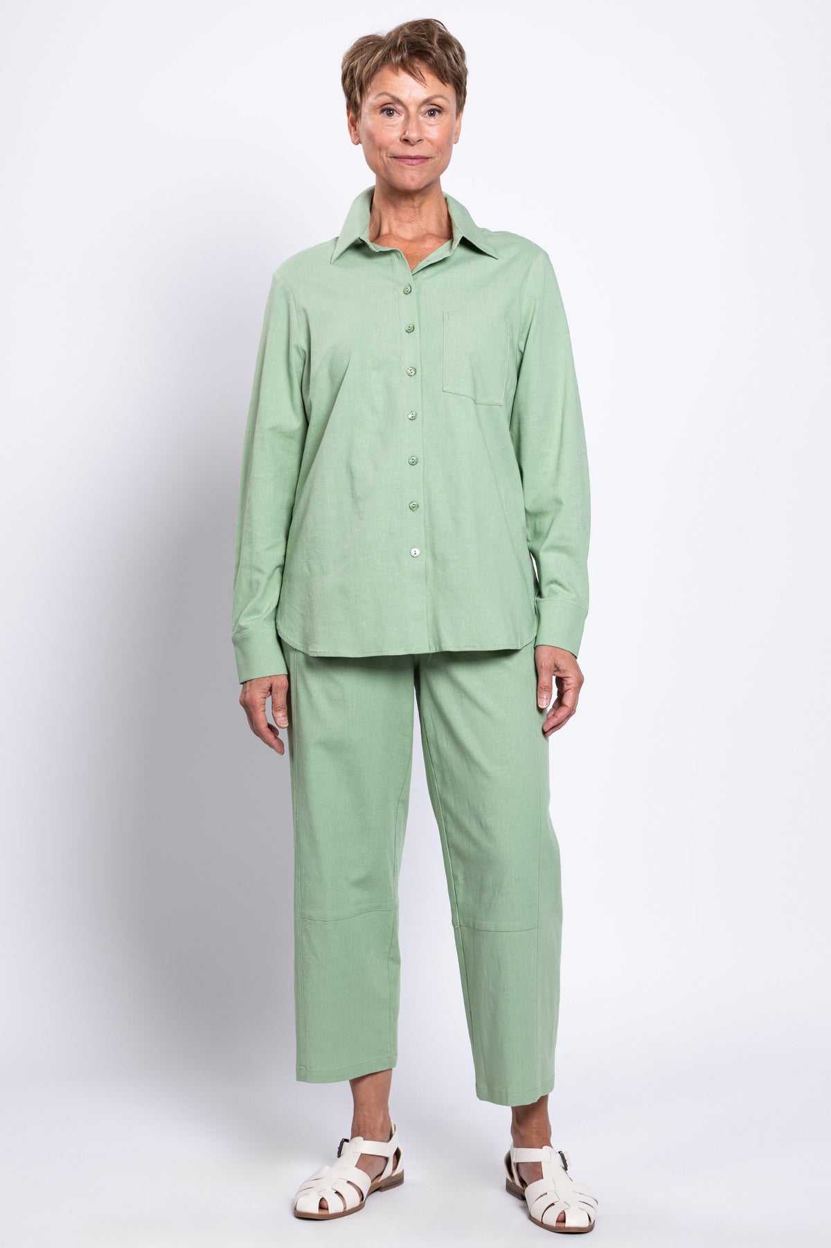 Charlie Blouse, Sage, Linen Viscose