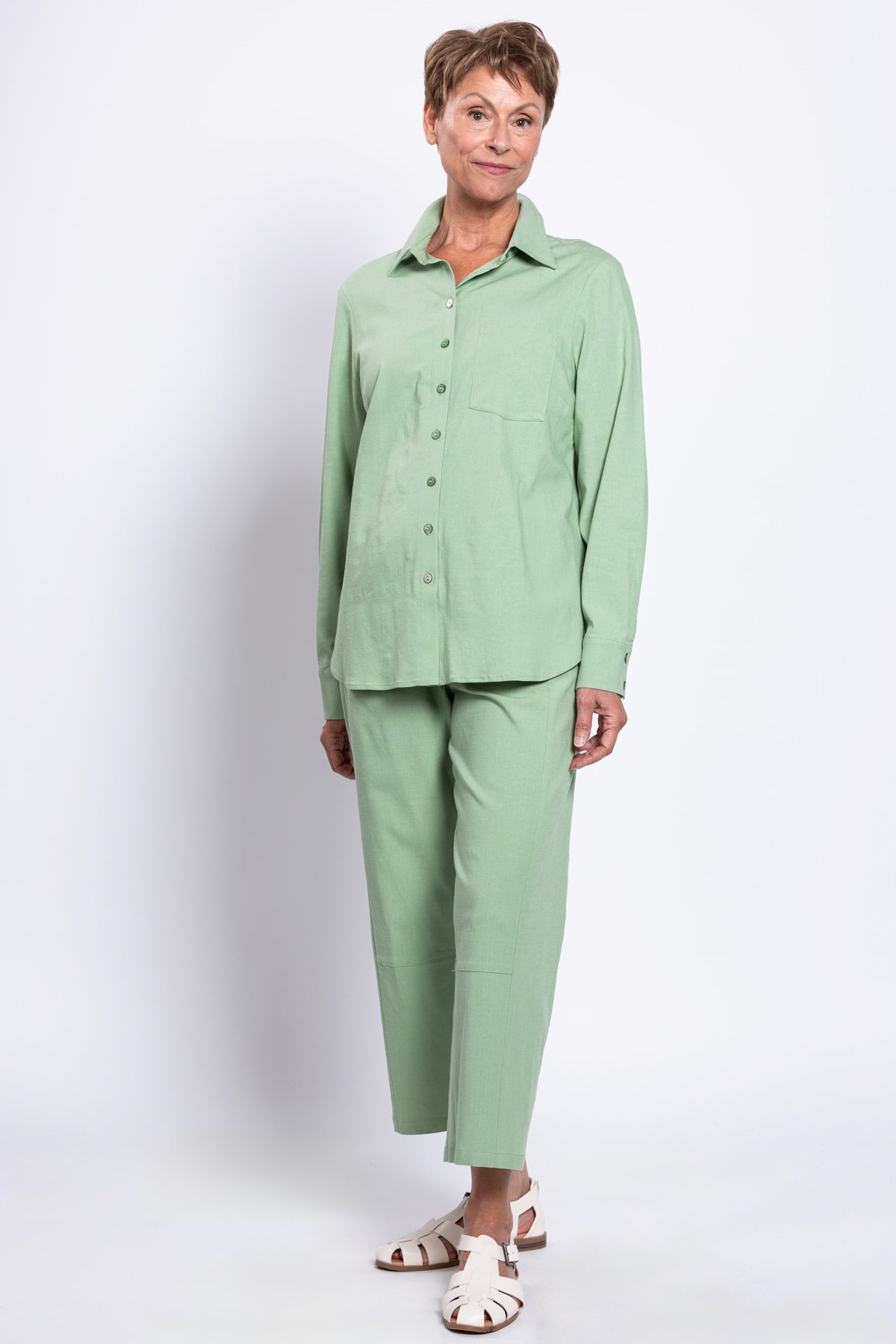 Charlie Blouse, Sage, Linen Viscose