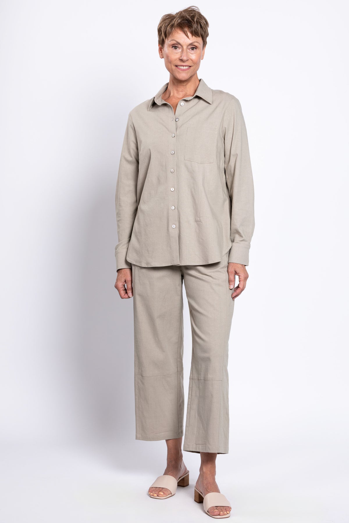 Charlie Blouse, Sand, Linen Viscose