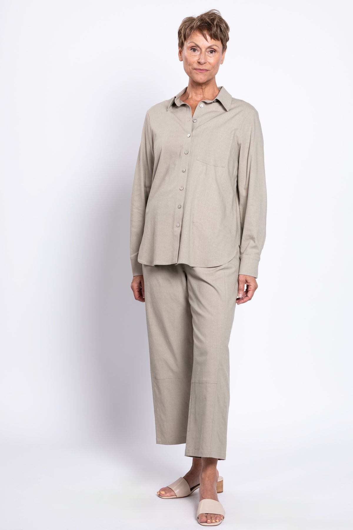 Charlie Blouse, Sand, Linen Viscose