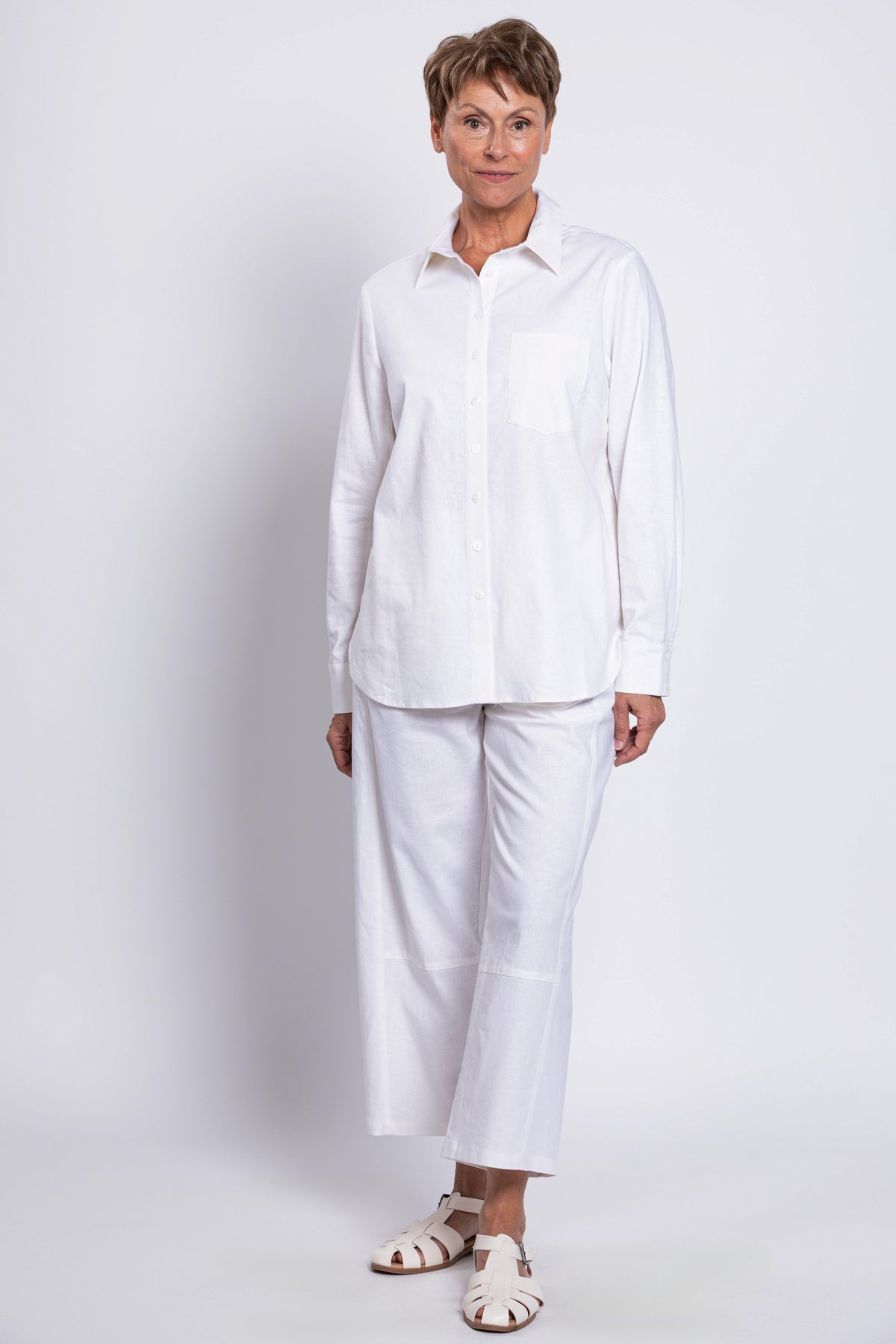 Charlie Blouse, White, Linen Viscose