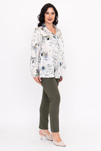 Charlotte Blouse, Khaki Breeze, Silk Viscose
