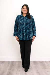 Cindy L/S Blouse, Emerald Mirage