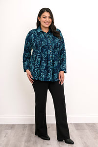 Cindy L/S Blouse, Emerald Mirage