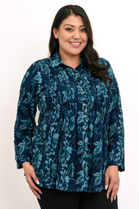 Cindy L/S Blouse, Emerald Mirage