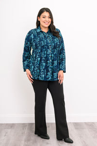 Cindy L/S Blouse, Emerald Mirage