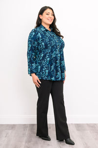 Cindy L/S Blouse, Emerald Mirage