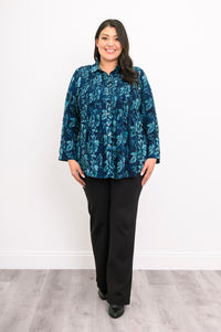 Cindy L/S Blouse, Emerald Mirage