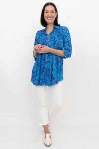 Cindy 3/4 Sleeve Top, Blue Wind