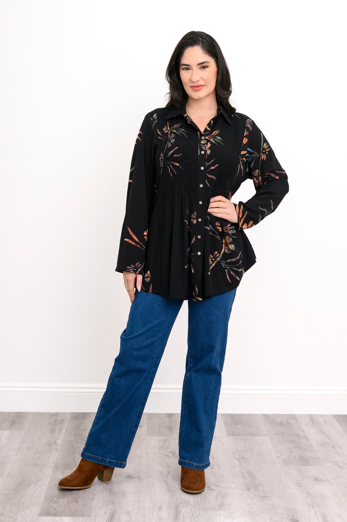 Cindy L/S Blouse, Abalone Dragonfly